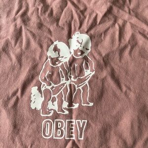 Obey t-shirt size large, salmon colored.